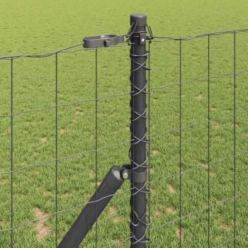 Euro Zaun mit 7 Pfosten 1.4x10 m Feuerverzinkter Stahl Grau