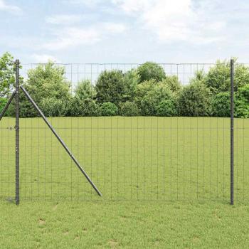 ARDEBO.de - Euro Zaun mit 7 Pfosten 1,6x10 m Verzinkter Stahl Grau