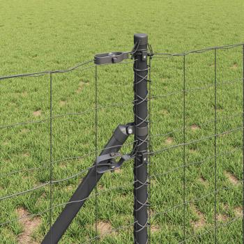 Euro Zaun mit 7 Pfosten 0.4x10 m Verzinkter Stahl Grau