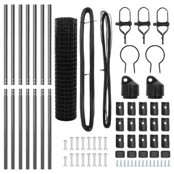 Euro Zaun Set aus 2 Grau Pulverbeschichteter Stahl 10 x 1 m