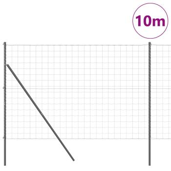 Euro-Zaun mit 7 Pfosten 1,5x10 m verzinkter Stahl Grau
