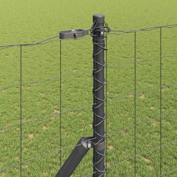 Euro-Zaun mit 7 Pfosten 1,5x10 m verzinkter Stahl Grau