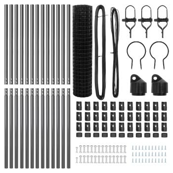 Euro Zaun mit 13 Pfosten 1x25 m Verzinkter Stahl Grau