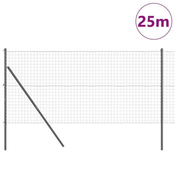 Eurozaun mit 13 Pfosten 1.2x25 m Verzinkter Stahl Grau