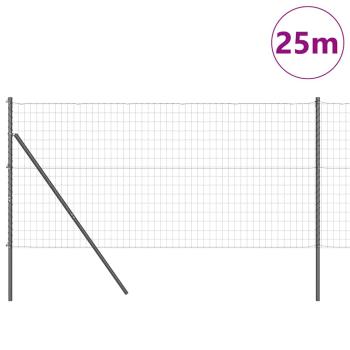 Euro Zaun mit 13 Pfosten 1,2x25 m verzinkter Stahl grau