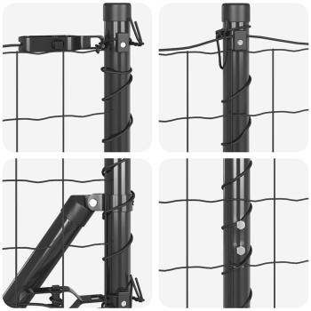 Euro Zaun mit 13 Pfosten 1,2x25 m verzinkter Stahl grau