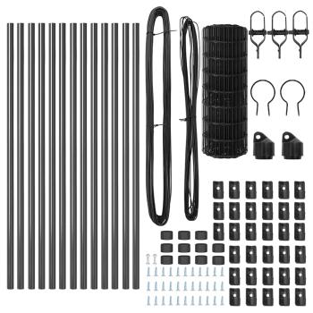 Euro-Zaun mit 13 Pfosten 0.6x25 m verzinktem Stahl Grau