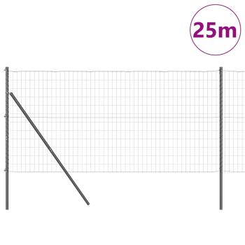 Euro Zaun mit 13 Pfosten 1,2x25 m aus galvanisiertem Stahl Grau