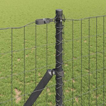 Euro Zaun mit 13 Pfosten 1,2x25 m aus galvanisiertem Stahl Grau