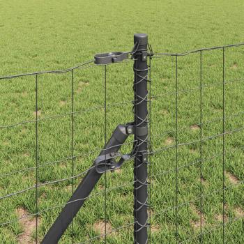 Euro-Zaun mit 13 Pfosten 0.8x25 m Verzinkter Stahl Grau