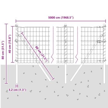 Bodenmontierter Euro-Zaun 50 x 0,4 m PVC-beschichteter Stahl
