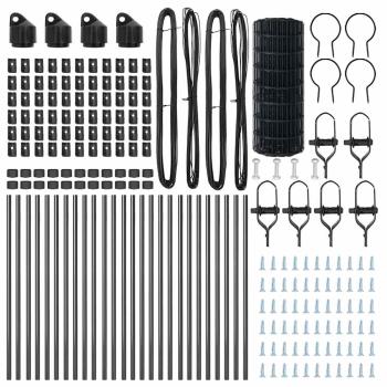 Euro Zaun mit 13 Pfosten 0.6x50 m galvanisierter Stahl grau