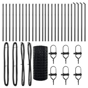 Euro Zaun mit 13 Pfosten 0,6x50 m verzinkter Stahl Grau