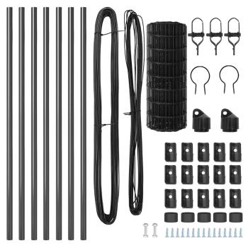 Eurozaun mit 7 Pfosten 0,6x10 m verzinkter Stahl Grau