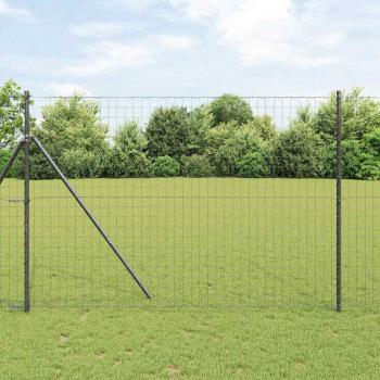 ARDEBO.de - Euro Zaun mit 7 Pfosten 1.5x10 m galvanisierter Stahl grau