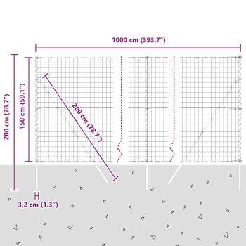 Euro Zaun mit 7 Pfosten 1.5x10 m galvanisierter Stahl grau