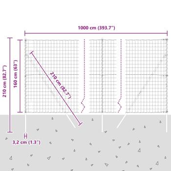 Euro Zaun mit 7 Pfosten 1,6x10 m Verzinkter Stahl Grau