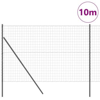 Euro Zaun mit 7 Pfosten 1,6x10 m Verzinkter Stahl Grau