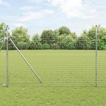 ARDEBO.de - Bodenmontierter Euro-Zaun 10 x 1,5 m Verzinkter Stahl Silber