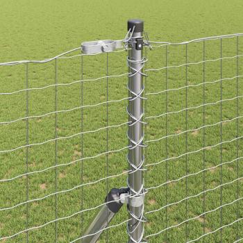 Bodenmontierter Euro-Zaun 10 x 1,5 m Verzinkter Stahl Silber