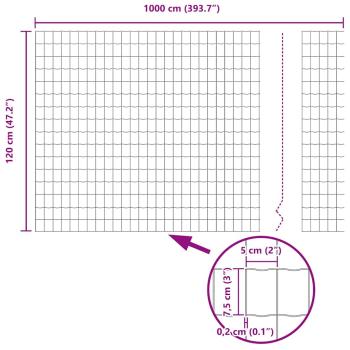 Euro Zaun mit 7 Ständern 1,2x10 m Verzinkter Stahl