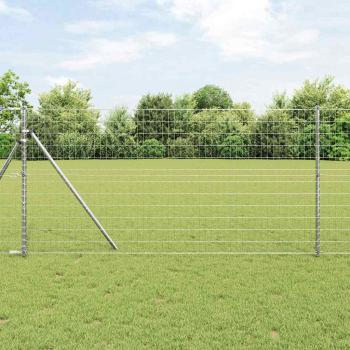 ARDEBO.de - Euro-Zaun mit 7 Pfosten 1,2x10 m Galvanisierter Stahl