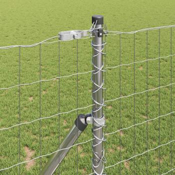 Bodenmontierter Euro-Zaun 10 x 1,4 m Verzinkter Stahl Silber