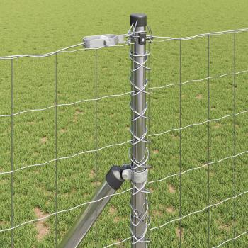 Bodenmontierter Euro-Zaun 10 x 1 m Verzinkter Stahl Silber Netz