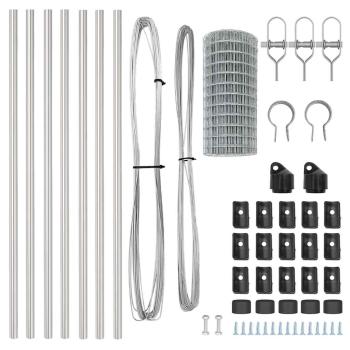 Euro Zaun mit 7 Pfosten 0,8 x 10 m feuerverzinkter Stahl