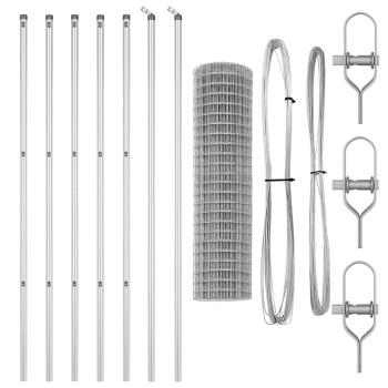 Euro Zaun mit 7 Pfosten 1,4x10 m galvanisierter Stahl
