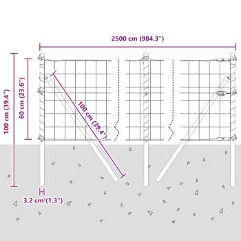 Euro-Zaun mit 13 Pfosten 0.6x25 m Feuerverzinkter Stahl