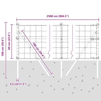 Euro Zaun mit 13 Pfosten 0,6x25 m Feuerverzinkter Stahl