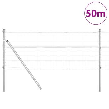 Euro Zaun mit 13 Pfosten 0,4x50 m Verzinkter Stahl