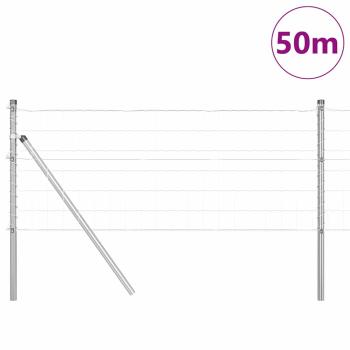 Bodenmontierter Euro-Zaun 50 x 0,6 m Verzinkter Stahl Silber