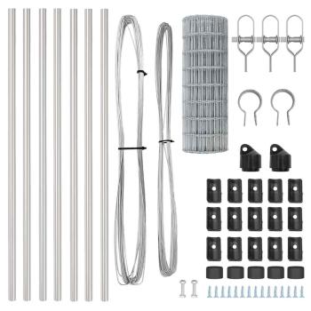 Euro-Zaun mit 7 Pfosten 0,4x10 m Feuerverzinkter Stahl