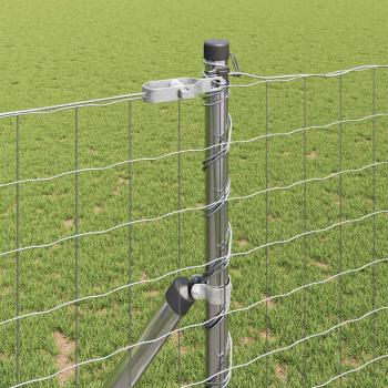 Bodenmontierter Euro-Zaun 10 x 1 m Verzinkter Stahl Silber Netz