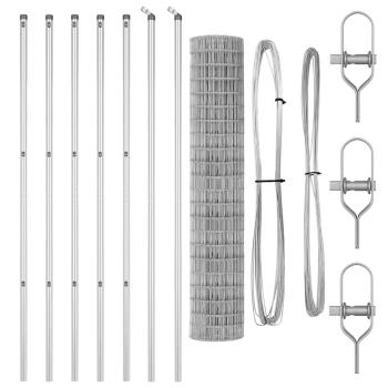 Euro-Zaun mit 7 Pfosten 1,5x10 m aus galvanisiertem Stahl