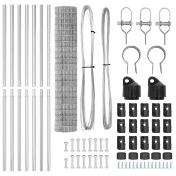 Euro-Zaun mit 7 Pfosten 1,5x10 m aus galvanisiertem Stahl