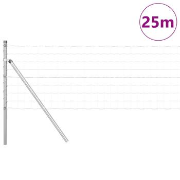 Euro Zaun mit 13 Pfosten 0,4x25 m Verzinkter Stahl