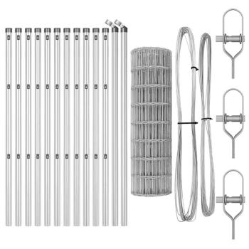 Euro Zaun mit 13 Pfosten 0.6x25 m Feuerverzinkter Stahl