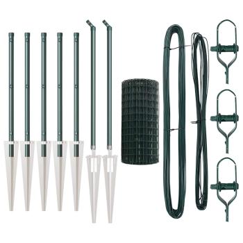 Euro Zaun mit 7 Spike-Posts 0,8x10 m Galvanisierter Stahl Grün
