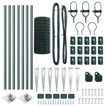 Euro Zaun mit 7 Spike-Posts 0,8x10 m Galvanisierter Stahl Grün