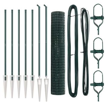 Euro Zaun mit 7 Stachelpfosten 1,5x10 m Verzinkter Stahl Grün