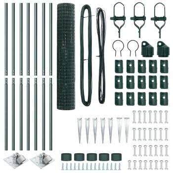 Euro Zaun mit 7 Spike-Posts 1.6x10 m verzinkter Stahl grün