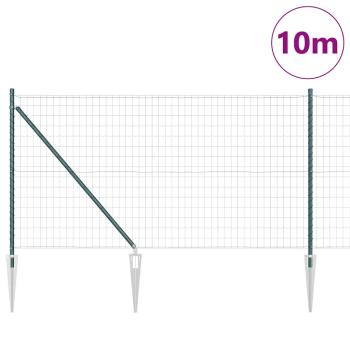 Euro Zaun mit 7 Spitzpfosten 1x10 m Verzinkter Stahl Grün