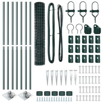 Euro Zaun mit 7 Spitzpfosten 1,6x10 m galvanisierter Stahl Grün