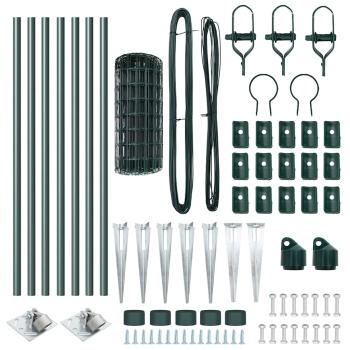 Euro-Zaun mit 7 Spitzenpfählen 0,8x10 m feuerverzinkter Stahl grün