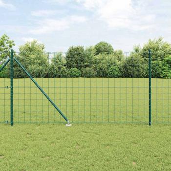 ARDEBO.de - Euro Zaun Set von 2 Grün Pulverbeschichteter Stahl 10 x 1,0 m