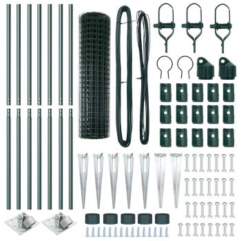 Euro-Zaun mit Stacheln 10 x 1 m PVC-beschichteter Stahl Grün