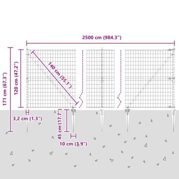 Eurozaun mit 13 Spike-Pfosten 1,2x25m verzinkter Stahl grün